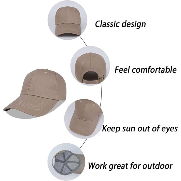 Unisex Structured Coffee Baseball Cap Cotton Fits Washed Denim Adjustable Hat - Picture 6 of 7